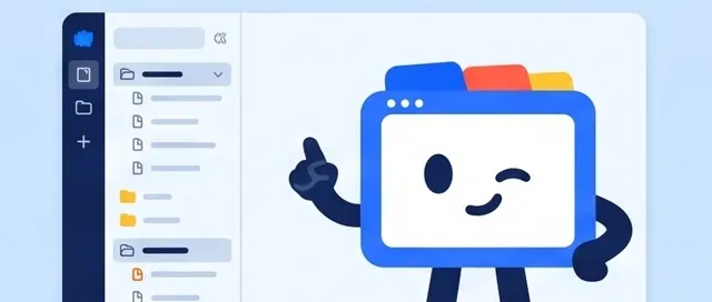 The BrowserPedia mascot presenting a vertical tab sidebar of grouped tabs