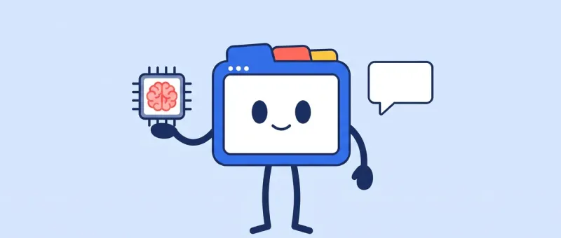 The BrowserPedia mascot holding a chip and a summary bubble beside an assistant arm