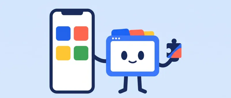 The BrowserPedia mascot holding a phone showing several browser choices
